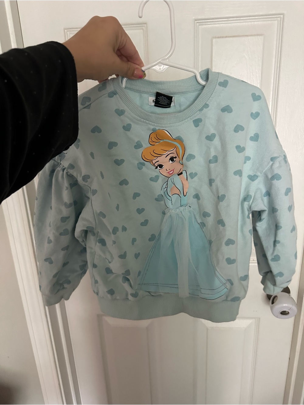 cinq a sept Girls Light Blue Cinderella Heart Print Sweatshirt